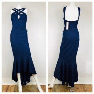 Blue Midi Glitter formal dress